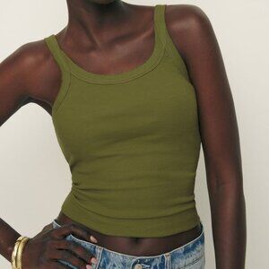 Reformation Callie Tank Top Pear Olive Green - NWT - XS